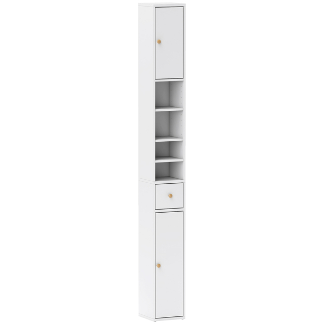 HOMCOM 178 cm Narrow Tall Bathroom Cabinet - White - image 1