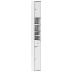 HOMCOM 178 cm Narrow Tall Bathroom Cabinet - White - thumbnail 1