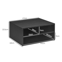 HOMCOM Desktop Printer Stand with Storage, 2-Tier Desk Organizer with 3 Open Compartments for Home Office, Black - Aosom UK - thumbnail 3