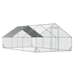 PawHut Large Hen Coop, Galvanised Walk In Chicken Run with Cover 6 x 3 x 2m Silver - Aosom UK - thumbnail 1