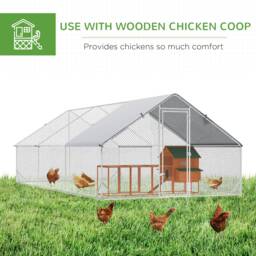 PawHut Large Hen Coop, Galvanised Walk In Chicken Run with Cover 6 x 3 x 2m Silver - Aosom UK - thumbnail 5