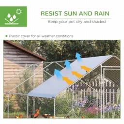 PawHut Large Hen Coop, Galvanised Walk In Chicken Run with Cover 6 x 3 x 2m Silver - Aosom UK - thumbnail 4