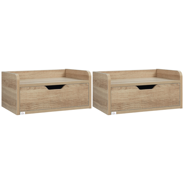 HOMCOM Floating Bedside Cabinet with Drawer, Wall Mounted Nightstands, Modern Bedside Table with Storage for Bedroom - image 1