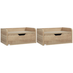 HOMCOM Floating Bedside Cabinet with Drawer, Wall Mounted Nightstands, Modern Bedside Table with Storage for Bedroom - thumbnail 1