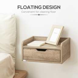 HOMCOM Floating Bedside Cabinet with Drawer, Wall Mounted Nightstands, Modern Bedside Table with Storage for Bedroom - thumbnail 5