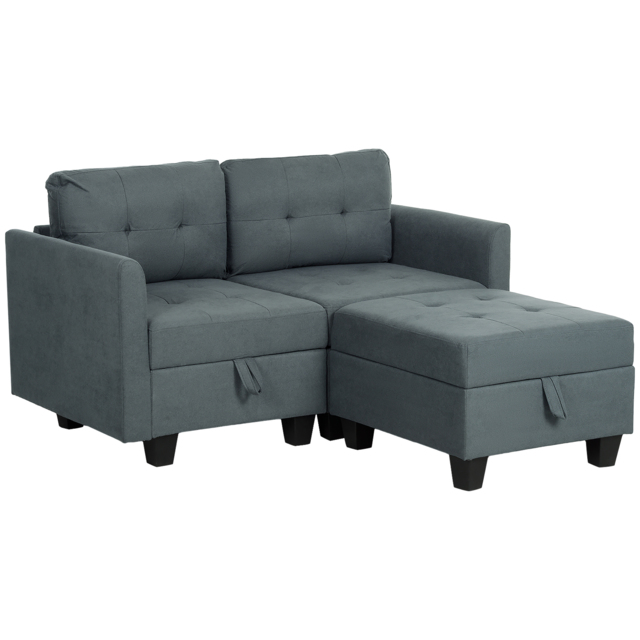 HOMCOM 'L' Shape Modular Storage Sofa - Dark Grey - Aosom UK - image 1