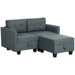 HOMCOM 'L' Shape Modular Storage Sofa - Dark Grey - Aosom UK