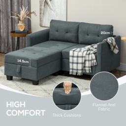 HOMCOM 'L' Shape Modular Storage Sofa - Dark Grey - Aosom UK - thumbnail 6