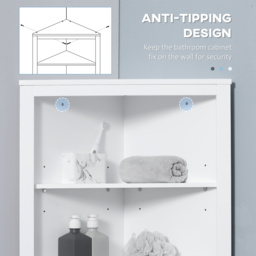 kleankin Triangle Free Standing Bathroom Cabinet, Corner Bathroom Storage Unit with Cupboard and 3-Tier Shelves, White - Aosom UK - thumbnail 7