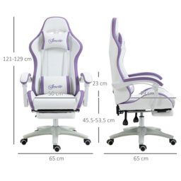 Vinsetto Gaming Chair, Recliner with PU Leather, 360 Swivel, Footrest & Lumbar Support, Purple - Aosom UK - thumbnail 3