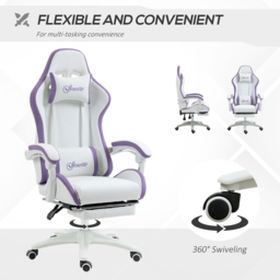 Vinsetto Gaming Chair, Recliner with PU Leather, 360 Swivel, Footrest & Lumbar Support, Purple - Aosom UK - thumbnail 6