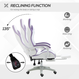 Vinsetto Gaming Chair, Recliner with PU Leather, 360 Swivel, Footrest & Lumbar Support, Purple - Aosom UK - thumbnail 5