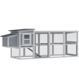 PawHut Large Chicken Coop, Wooden Hen House with Covered Run, Nesting Box, Pull-Out Tray, Opening Asphalt Roof - Aosom UK