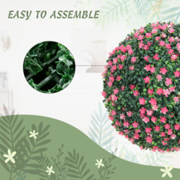 HOMCOM Set of Two Artificial Boxwood Balls Plants - Pink - thumbnail 5