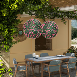 HOMCOM Set of Two Artificial Boxwood Balls Plants - Pink - thumbnail 8