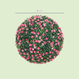 HOMCOM Set of Two Artificial Boxwood Balls Plants - Pink - thumbnail 3