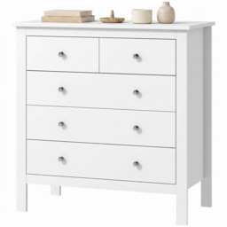 HOMCOM White Storage Cabinet with 5 Drawers, Chest of Drawers with Metal Handles and Runners for Bedroom Living room, Nursery, Closet - Aosom UK - thumbnail 9