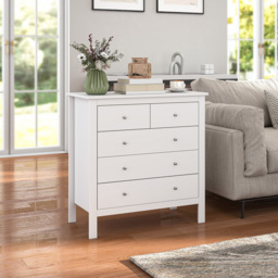 HOMCOM White Storage Cabinet with 5 Drawers, Chest of Drawers with Metal Handles and Runners for Bedroom Living room, Nursery, Closet - Aosom UK - thumbnail 9
