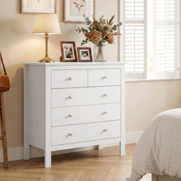 HOMCOM White Storage Cabinet with 5 Drawers, Chest of Drawers with Metal Handles and Runners for Bedroom Living room, Nursery, Closet - Aosom UK - thumbnail 2