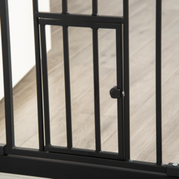 PawHut Extra Tall Pet Gate, Indoor Dog Safety Gate, with Cat Flap, Auto Close, 74-101cm Wide - Black - thumbnail 9