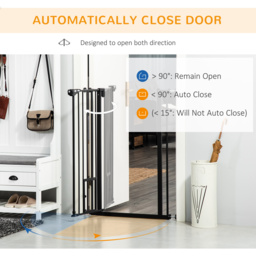 PawHut Extra Tall Pet Gate, Indoor Dog Safety Gate, with Cat Flap, Auto Close, 74-101cm Wide - Black - thumbnail 5