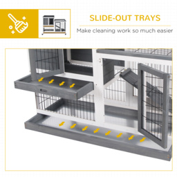 PawHut Indoor Wooden Rabbit Hutch Guinea Pigs House Bunny Small Animal Cage W/ Wheels Enclosed Run 110 x 50 x 86 cm - thumbnail 6