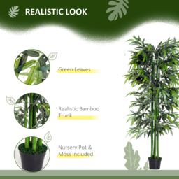 Outsunny 6ft Artificial Bamboo Tree Plant Greenary in A Pot for Home Office Planter 1.8M - thumbnail 5