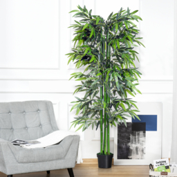 Outsunny 6ft Artificial Bamboo Tree Plant Greenary in A Pot for Home Office Planter 1.8M - thumbnail 2