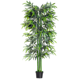 Outsunny 6ft Artificial Bamboo Tree Plant Greenary in A Pot for Home Office Planter 1.8M - thumbnail 1