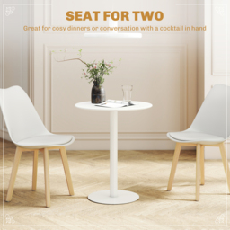 HOMCOM Dining Table, Round Kitchen Table with Steel Base for Living Room, Dining Room, 60 x 60 x 72cm, White - thumbnail 4