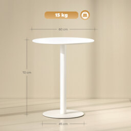 HOMCOM Dining Table, Round Kitchen Table with Steel Base for Living Room, Dining Room, 60 x 60 x 72cm, White - thumbnail 3