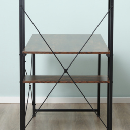 HOMCOM Study Desk, Computer Table with 4-Tier Bookshelf, Home Office Workstation, Metal Frame, Wooden Top, Rustic Brown & Black - Aosom UK - thumbnail 9