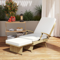 Outsunny 80° Reclining Rattan Lounger - White/Beige - thumbnail 8