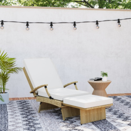Outsunny 80° Reclining Rattan Lounger - White/Beige - thumbnail 9