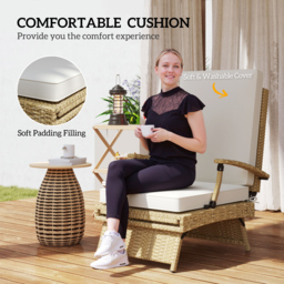 Outsunny 80° Reclining Rattan Lounger - White/Beige - thumbnail 7