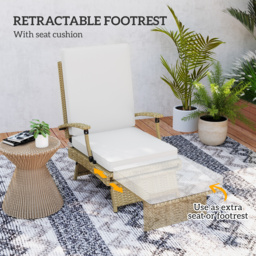 Outsunny 80° Reclining Rattan Lounger - White/Beige - thumbnail 6