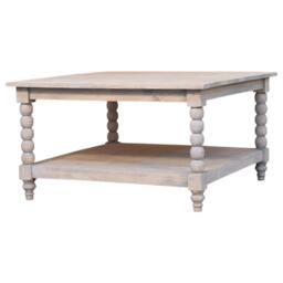 Wood Coffee Table with Open Storage Slot, Side Table with Durable Hand-Finished Circular Design for Living Room, 80L x 80W x 45H cm, Beige - Aosom UK - thumbnail 9