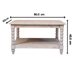Wood Coffee Table with Open Storage Slot, Side Table with Durable Hand-Finished Circular Design for Living Room, 80L x 80W x 45H cm, Beige - Aosom UK - thumbnail 3