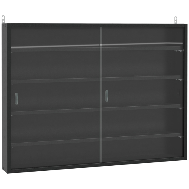 HOMCOM Particle Board 5-Tier Glass Door Display Cabinet Black - Aosom UK - image 1