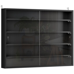 HOMCOM Particle Board 5-Tier Glass Door Display Cabinet Black - Aosom UK - thumbnail 1
