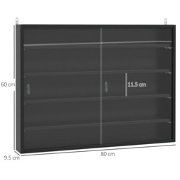 HOMCOM Particle Board 5-Tier Glass Door Display Cabinet Black - Aosom UK - thumbnail 3