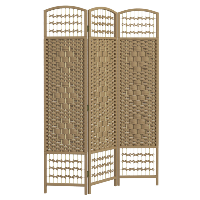 HOMCOM 3 Panel Folding Room Divider, Privacy Screen, Freestanding Paravent Partition Separator Natural Wood - image 1