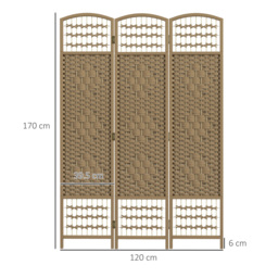 HOMCOM 3 Panel Folding Room Divider, Privacy Screen, Freestanding Paravent Partition Separator Natural Wood - thumbnail 3