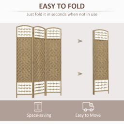 HOMCOM 3 Panel Folding Room Divider, Privacy Screen, Freestanding Paravent Partition Separator Natural Wood - thumbnail 4