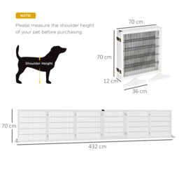 PawHut Pet Gate Wooden Dog Safety Barrier, Freestanding Foldable Fence, w/ 6 Panels, 2 Support Feet, House Doorway Stairs, Small & Medium Dogs, White - thumbnail 3