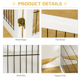 PawHut Pet Gate Wooden Dog Safety Barrier, Freestanding Foldable Fence, w/ 6 Panels, 2 Support Feet, House Doorway Stairs, Small & Medium Dogs, White - thumbnail 7