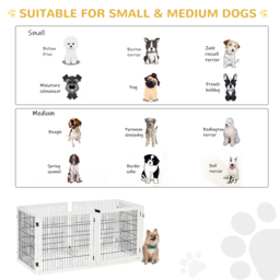 PawHut Pet Gate Wooden Dog Safety Barrier, Freestanding Foldable Fence, w/ 6 Panels, 2 Support Feet, House Doorway Stairs, Small & Medium Dogs, White - thumbnail 8