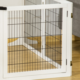 PawHut Pet Gate Wooden Dog Safety Barrier, Freestanding Foldable Fence, w/ 6 Panels, 2 Support Feet, House Doorway Stairs, Small & Medium Dogs, White - thumbnail 9