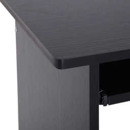 HOMCOM Compact Small Computer PC Table Wooden Desk Keyboard Tray Storage Shelf Modern Corner Table Home Office Gaming and Study Black - thumbnail 9