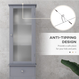 Kleankin Bathroom Storage Unit with 3-tier Shelf Drawer Door, Floor Cabinet Free Standing Tall Slim Side Organizer Shelves, Grey - Aosom UK - thumbnail 7